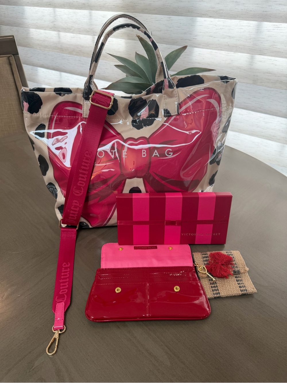 Happy RED/PINK 4FER Viral Tote +Juicy Strap+Vickys Secret Wallet + anthro pouch!